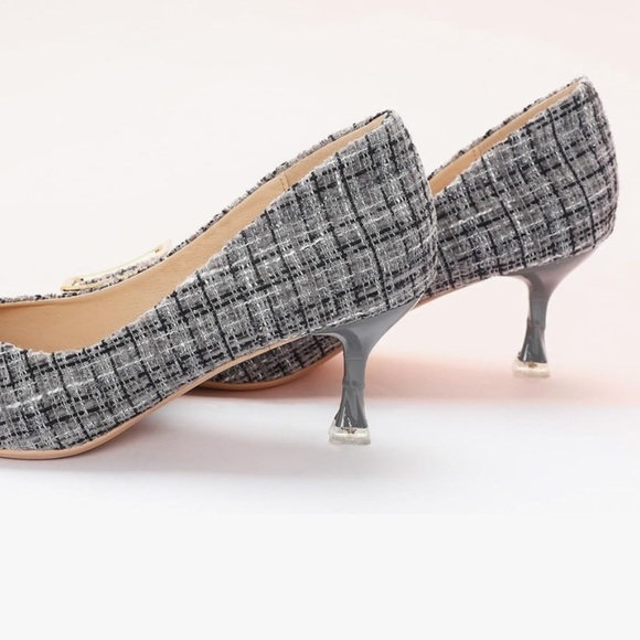 NEW C.Paravano Women's Kitten Heel Pumps-Pointed Toe with Metal Buckle|Leather - Picture 2 of 4